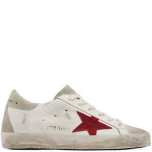 Golden Goose White Sneakers with Red Accents